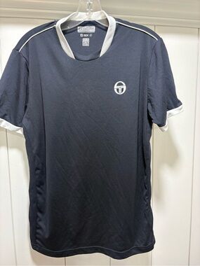 Sergio Tacchini Black Tech Short-Sleeve Men's Shirt size medium